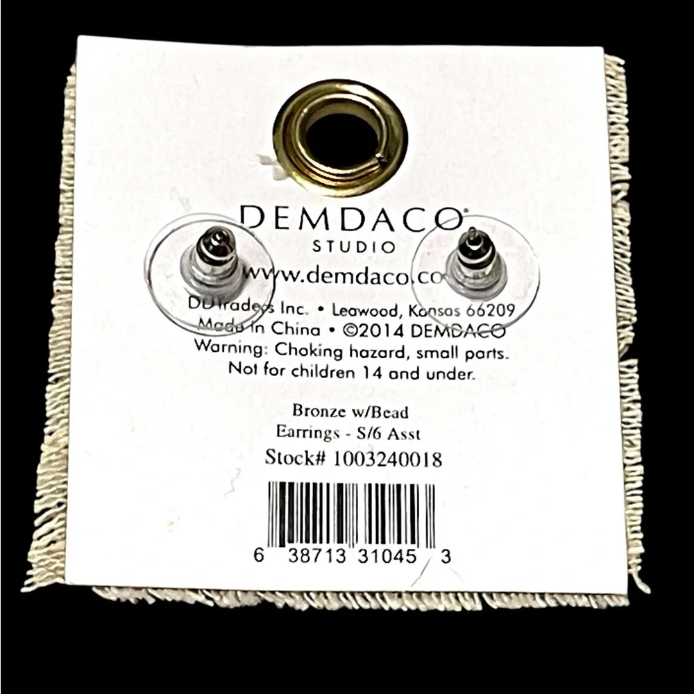 New DEMDACO Studio Bronze Leaf Drop Earrings Pearl & Crystal Dangle - Picture 2 of 2